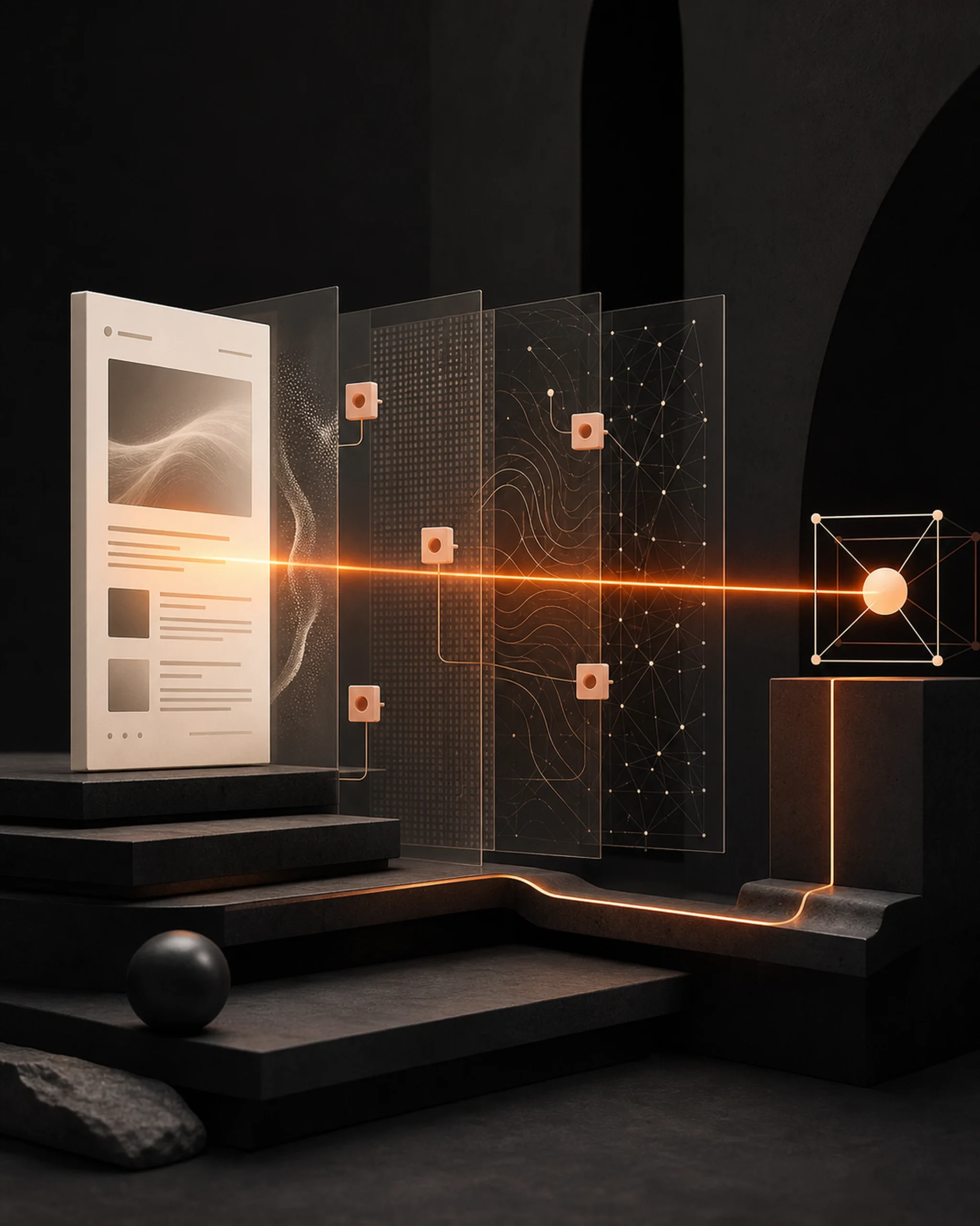Conceptual illustration of AI search and web visibility